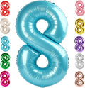 8 Balloon Numbers Birthday Decorations, 40In Pearl Blue Balloons by Mluchee
