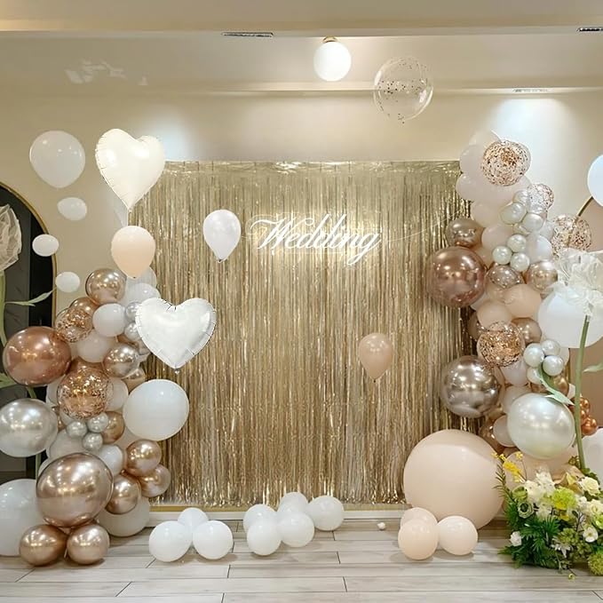 White and Champagne Gold Balloons Garland Arch Kit - Image 5