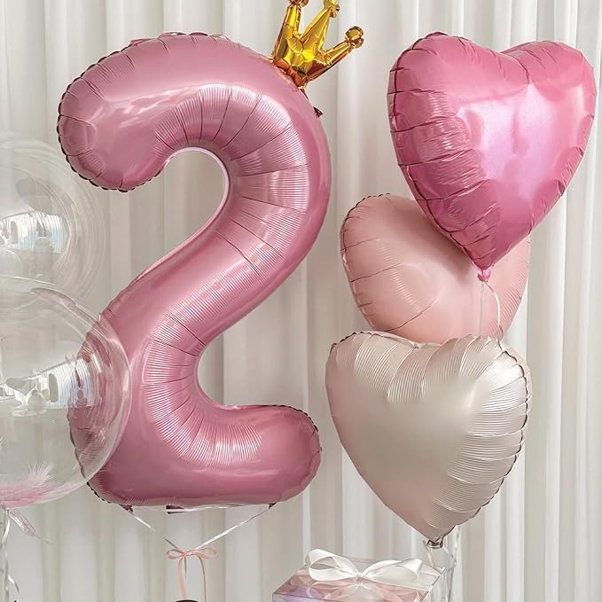 Pink White Heart Balloons, 18Inch Sand White Helium Balloon - Image 4