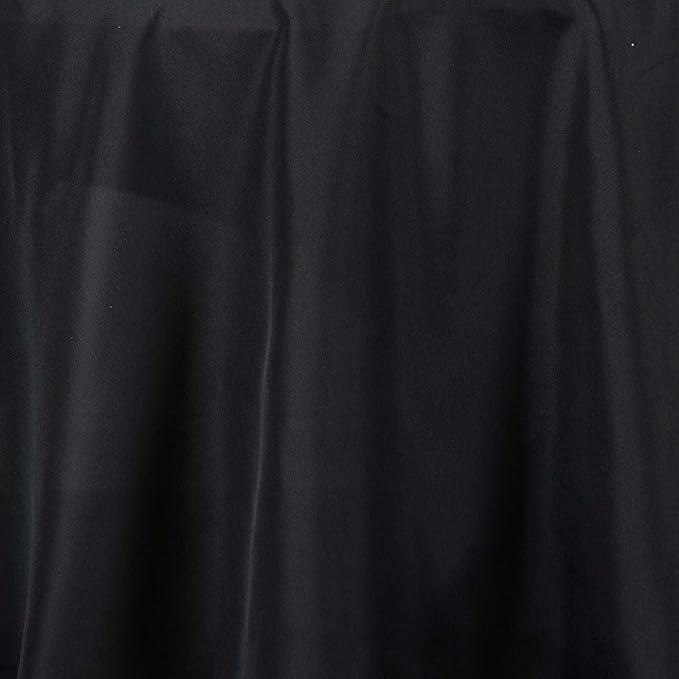 Efavormart Round Tablecloth, 132 Inch Stain & Wrinkle Resistant Washable Table Cloth, Decorative Polyester Fabric Table Cover for Banquet, Wedding, Dining- Black
