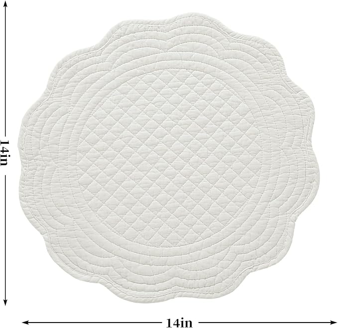 HOMBYS Quilted Placemats Set of 6 Washable Round Placemats - Image 2