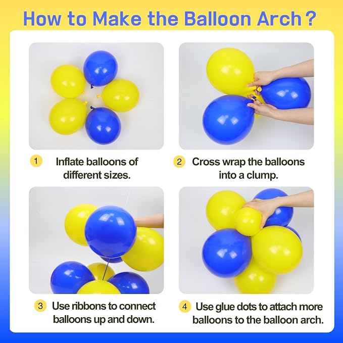 131pcs Blue and Yellow Balloon Arch Kit - Image 3