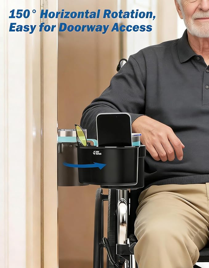 JOYTUTUS Wheelchair Cup Holder, 2-in-1 Walker Cup Holder - Image 3