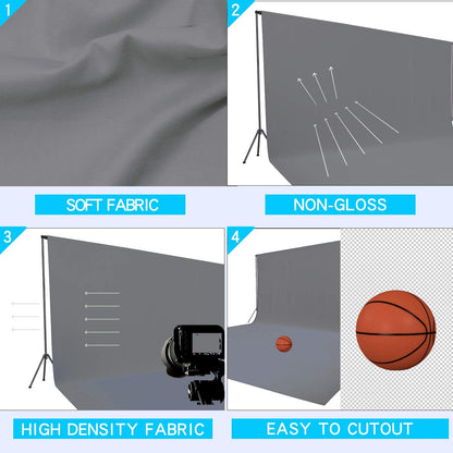 ISSUNTEX 5X7 ft Background Muslin Backdrop, Photo Studio, Collapsible High Density Screen for Video Photography and Television-Gray