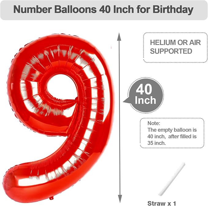 Number Balloons 40 Inch Red 8 Balloon - Image 5