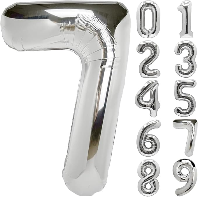 Number Balloons Silver Party Balloon by United-UnicornsParty