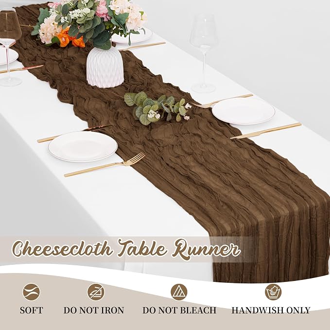8 Pack Brown Cheesecloth Table Runners 20x120 Inch Gauze Table Runner Cheese - Image 6