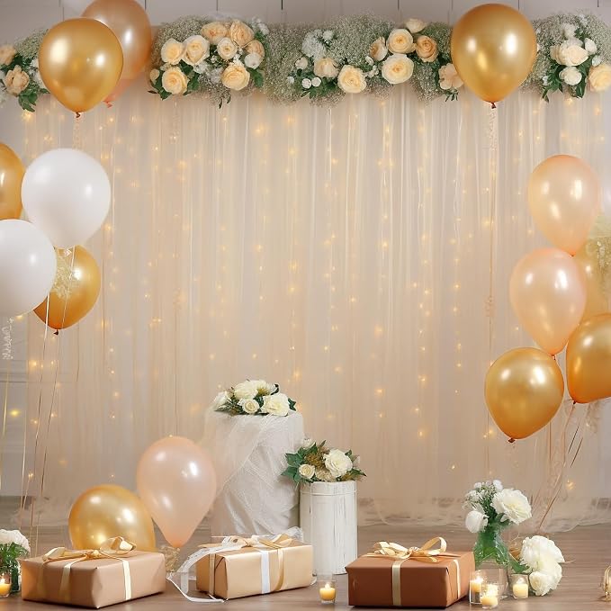 20x10ft Champagne Tulle Backdrop Curtain - Image 7