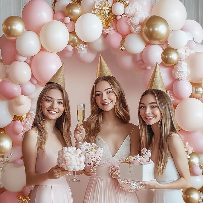 Pink Beige White Balloons Arch Kit, Sand White, Different Size | Latex Balloons - Image 4