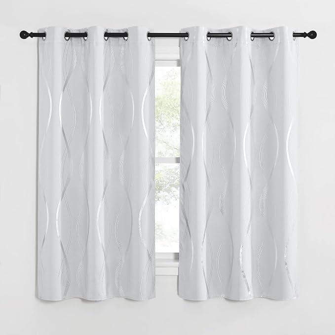 NICETOWN Greyish White Room Darkening Curtain Panels - Image 2
