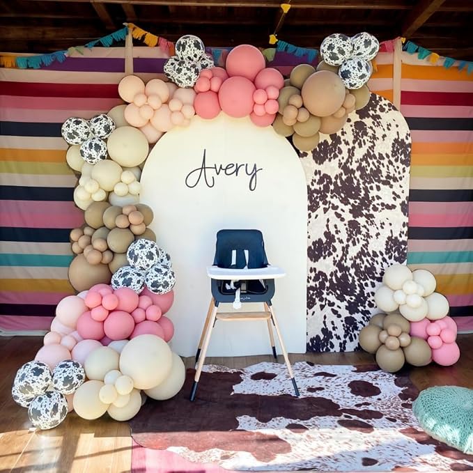 Dusty Pink Cow Balloon Arch Garland Kit – Dusty Pink, Light Pink, Sand White - Image 5