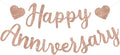 BEISHIDA Pre-Strung Rose Gold Happy Anniversary Banner Wedding Decor | Glitter by Beishida