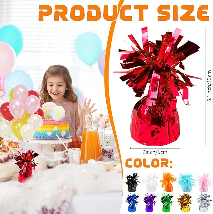 8 Pcs Red Metallic Balloon Weights Holder Anchors Balloon Holder Weights - Image 2