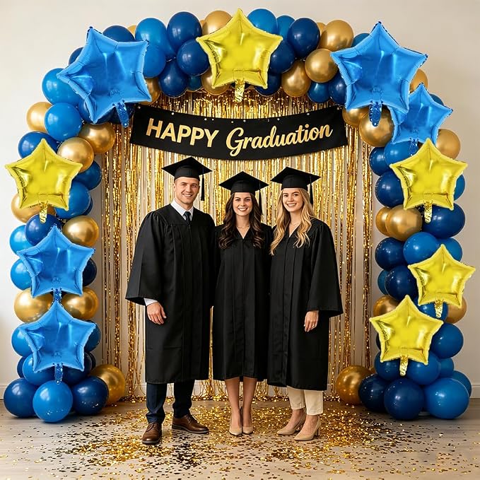 TONIFUL 15 Pcs Star Balloons 18 Inch Large Blue and Gold Foil Balloons | Big - Image 3