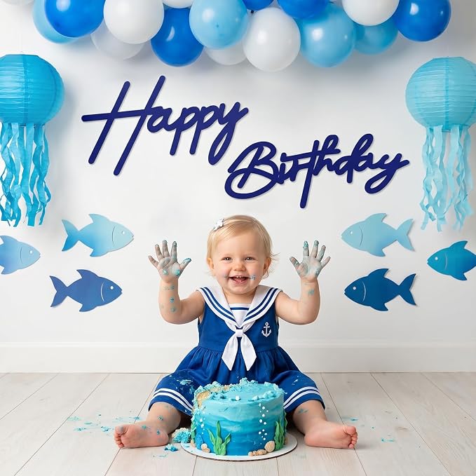 Blue Happy Birthday Sign for Backdrop - Image 6