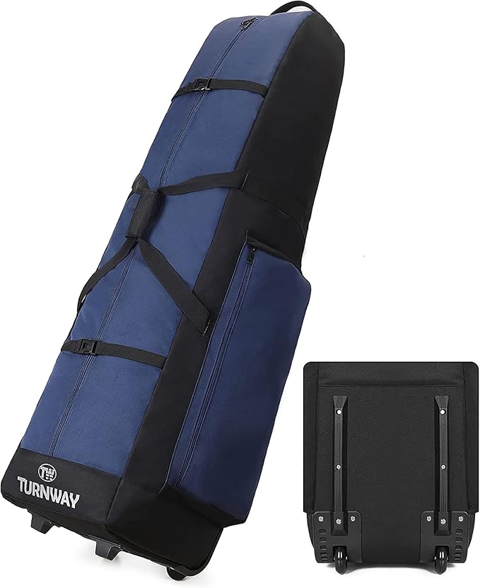 Foldable Padded Golf Travel Bag, Heavy Duty 900D Polyester Golf Club Bag Waterproof Golf Carry Bag Cart Bag with Wheels, Soft-Sided Spacial Size for Golf Gear Transportation