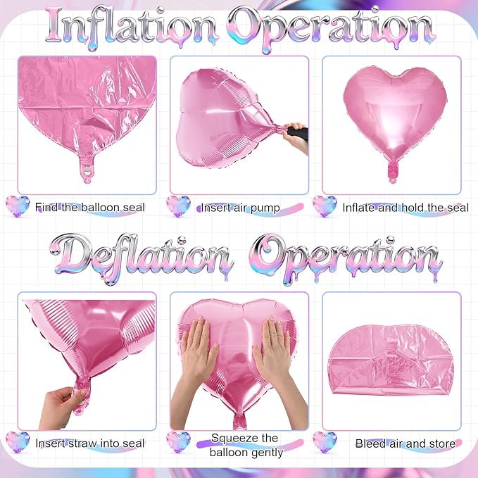 Pink Purple Iridescent Heart Balloons - Image 8