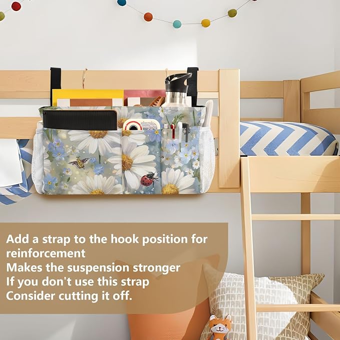 Bedside Caddy Metal Frame Hanging Organizer Bunk Bed Dorm Accessories Hook And - Image 6