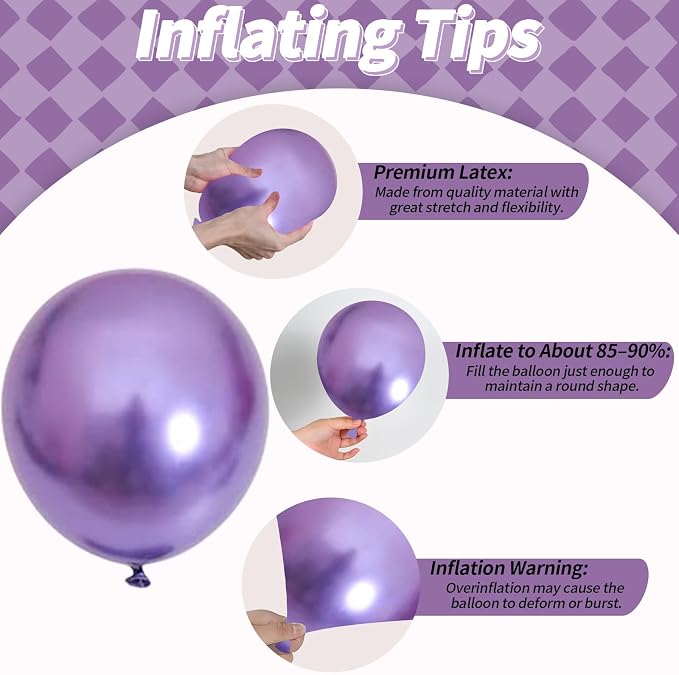 Blue Purple Snowflake Balloons, Pearl Light Blue Purple Metallic Clear Latex - Image 5