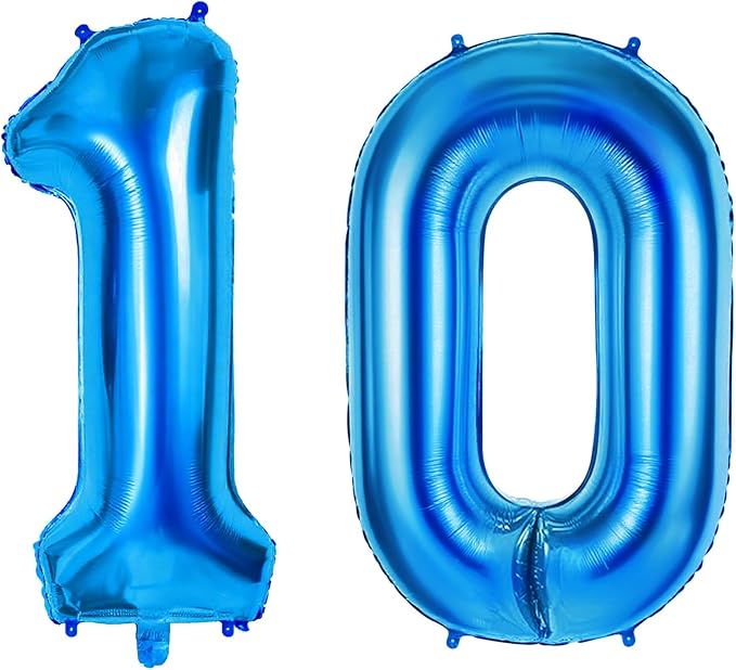 Number 10 Balloons for 10th Birthday Party Decorations, 0-100 Large No.10 by Joycard
