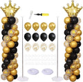 Black Gold Balloon Column Stand Kit 2 Sets, 7ft Height Adjustable Metal Balloon by KIRINDECORATION