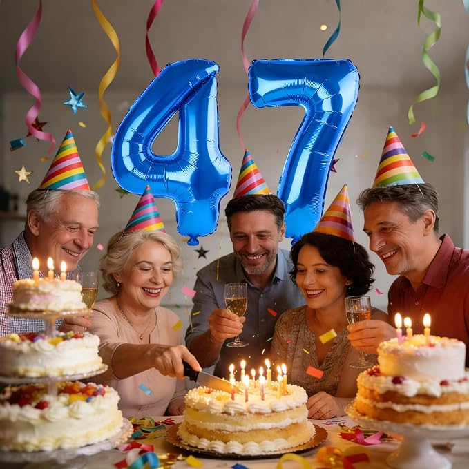 40 Inch Number 47 Balloons for 47th Birthday Party Decorations, 0-100 Dark Blue - Image 2