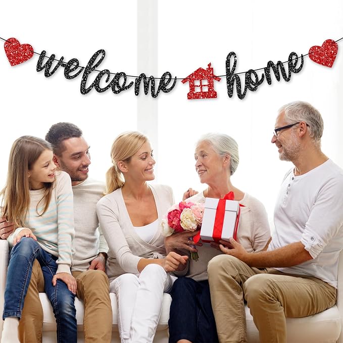 Pre-Strung Welcome Home Banner, Real Glitter Welcome Home Sign Decorations - Image 5