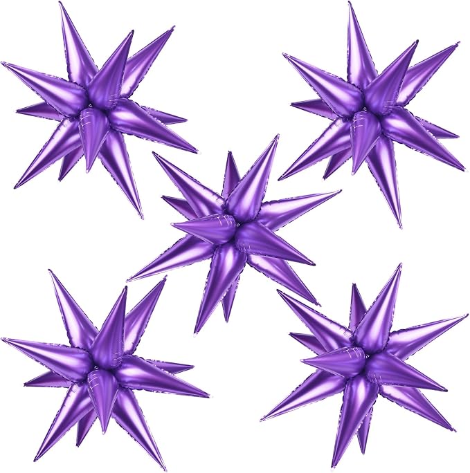 60 Pcs Star Balloons Explosion 12 Point Foil Cone Balloons Magic Balloon Large by TOTAFAM
