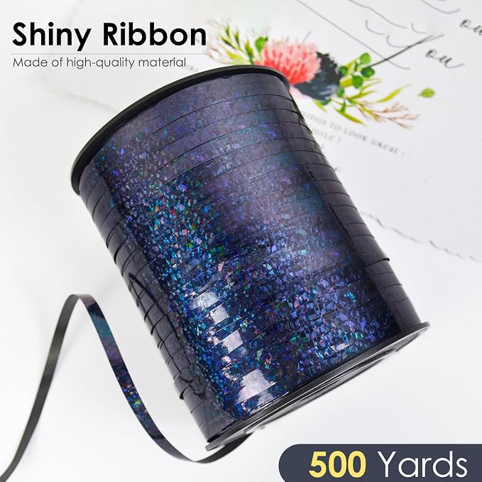 Black Curling Ribbon 500 Yard, Shiny Metallic String - Image 2