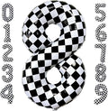 LHOAVWE Checkered Number 8 Balloons 40 Inch Giant Race Car Checkered 8 Balloons by LHOAVWE
