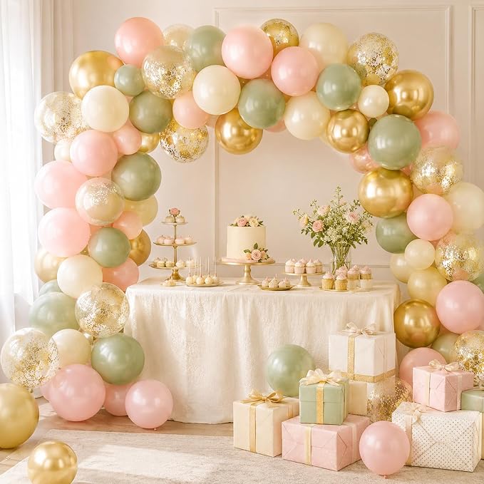 Pink and Green Balloons, for Wedding Engagement Princess Birthday Bridal Shower - Image 7