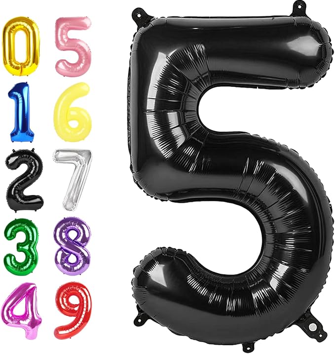Number Balloons 40 Inch Black 4 Balloon by Argthjy