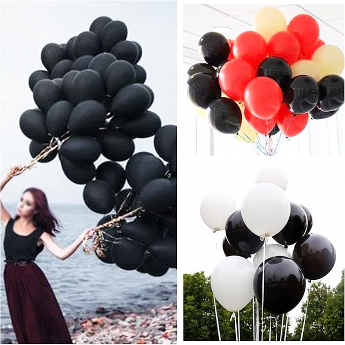 100pcs Black and White Balloons 12 Inch Thickened Latex Balloons - Image 7