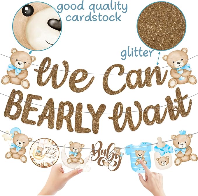 CANDY CHEF We Can Bearly Wait Banners Bear Baby Shower Banner Teddy Bear Baby - Image 5