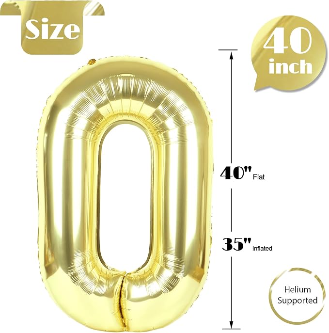 Champagne Gold Number 0 Balloon 40 Inch - Image 5