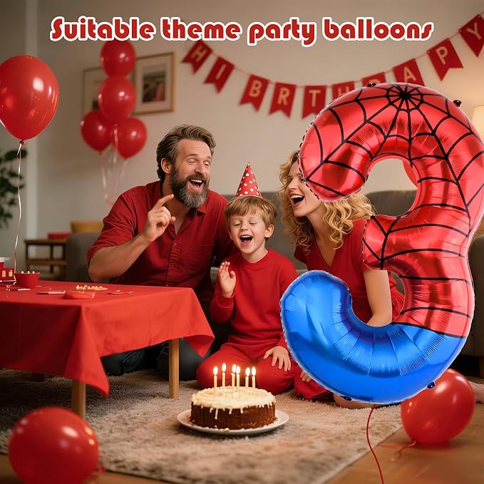 40 Inch Vibrant Spider-Themed Number Foil Balloons - Image 2