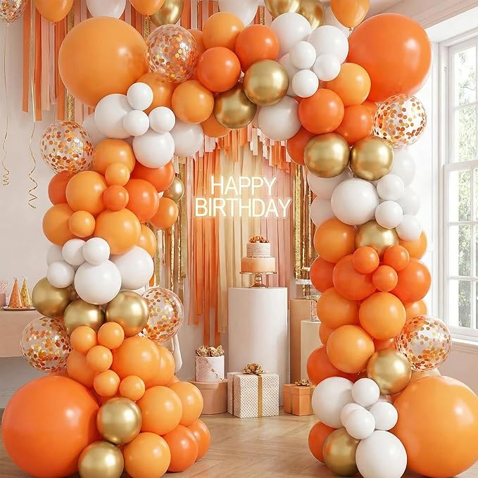 RUBFAC Orange Balloons 120pcs 12 Inches Latex Balloons - Image 6