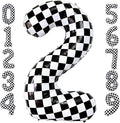 Checkered Number 2 Balloons 40 Inch Giant Race Car Checkered 2 Balloons by LHOAVWE