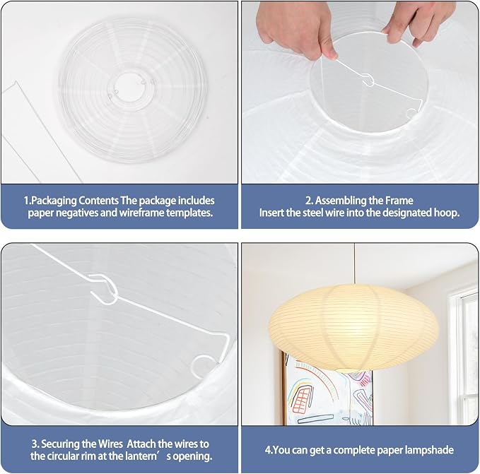 2 Pack White Oval Paper Lantern Lampshades, 20 x 10 Inch Hanging Paper Lanterns - Image 6