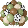 Green Brown Cow Print Balloons 12inch Cowboy Rodeo Birthday Decorations | Dusty by Paeyeq