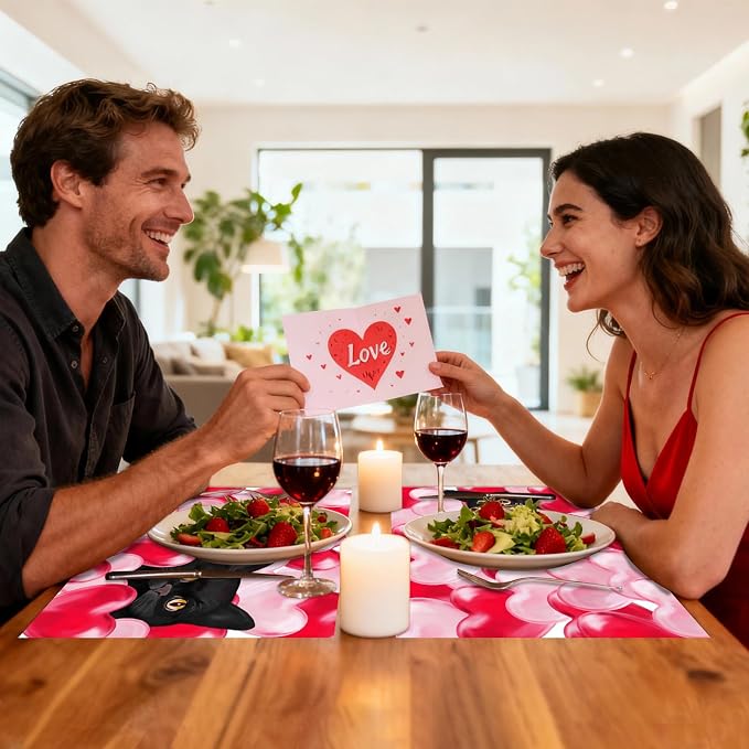 Cute Cat Themed Valentine's Day Paper Placemats, Holiday Party Table Decor - Image 6