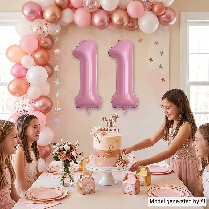 Pearlescent Pink Number 11 Balloon 40 Inch, Pastel Foil - Image 6