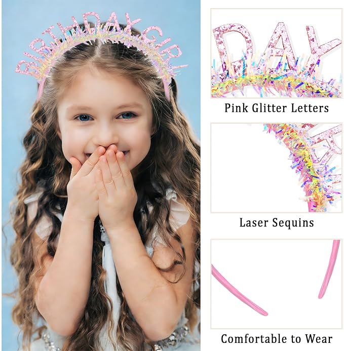CIEHER Birthday Girl Headband Birthday Crown - Image 3