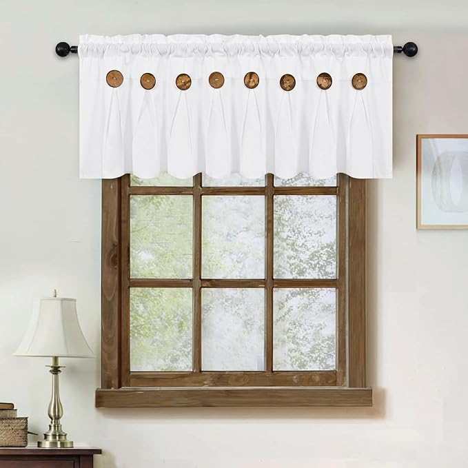 Farmhouse Valance Curtains, Boho Cotton Linen Kitchen Valance, Country Rod - Image 3