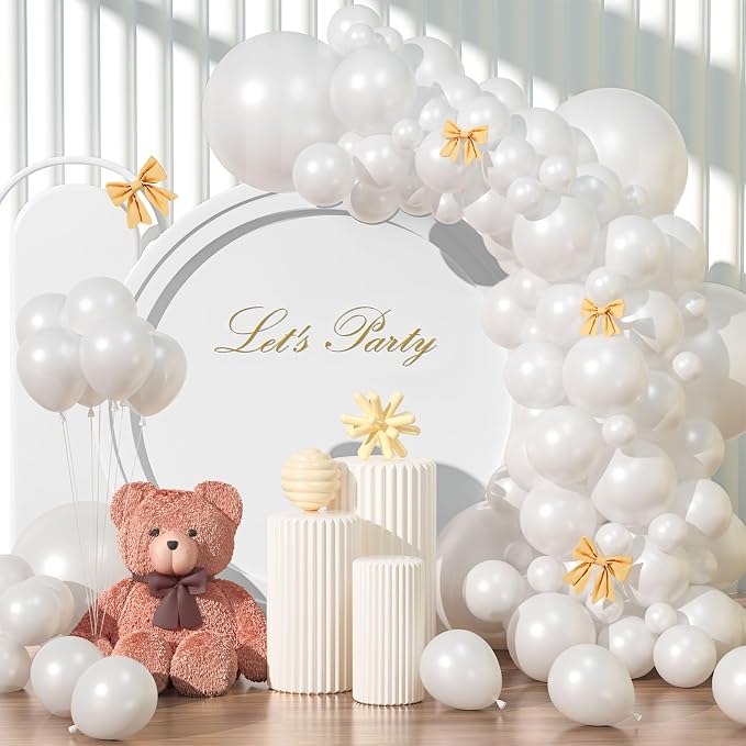 Pearl White Balloons Different Sizes 135Pcs 18 12 10 5 Inch White Latex Balloon by YISHEBAPA