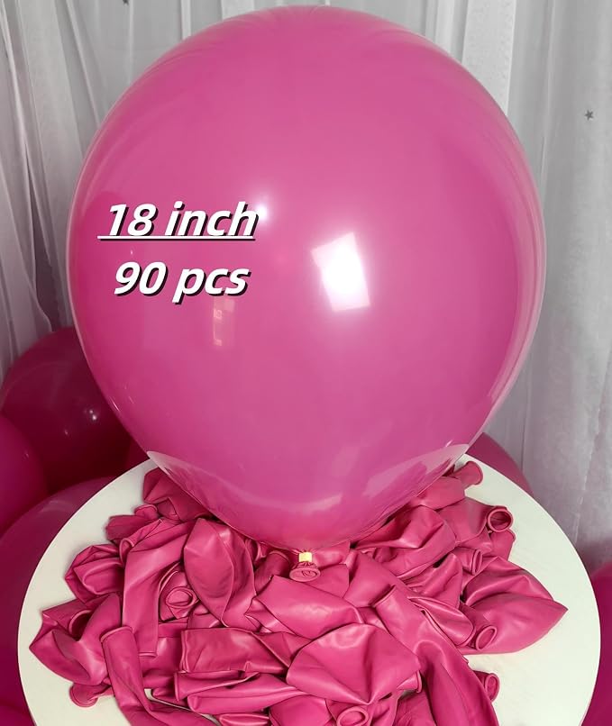 90 Pack Hot Pink Balloons 18 inch Hot Pink Latex Party big Balloon Bulk - Image 2