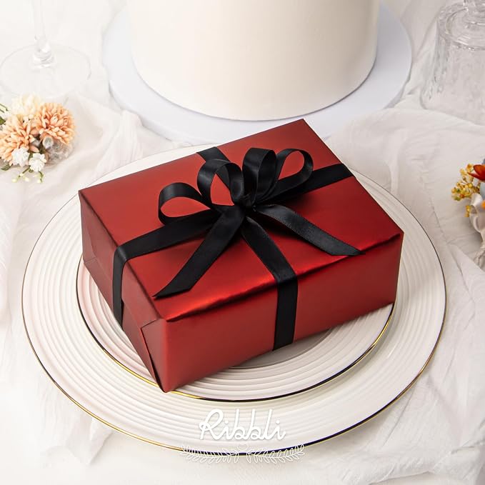 Ribbli Black Satin Ribbon Double Faced Satin 1/2 inch x Continuous 50 - Image 2