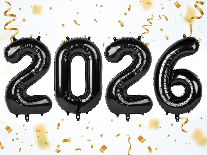 2026 Number Black Balloons 40Inch Balloon by Mluchee