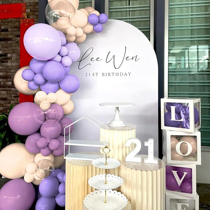 Boho Dusty Purple and Pastel Orange Balloon Garland Arch Kit - Image 3