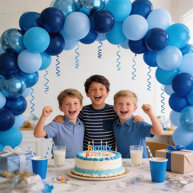 160Pcs 12 Inch Metallic Blue Balloons Chrome Navy Pearl Pastel Macaron Light - Image 5